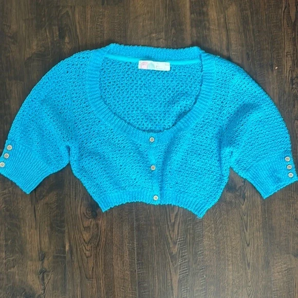 Free People Beach Blue Cropped Knit Cardigan - Picture 5 of 12